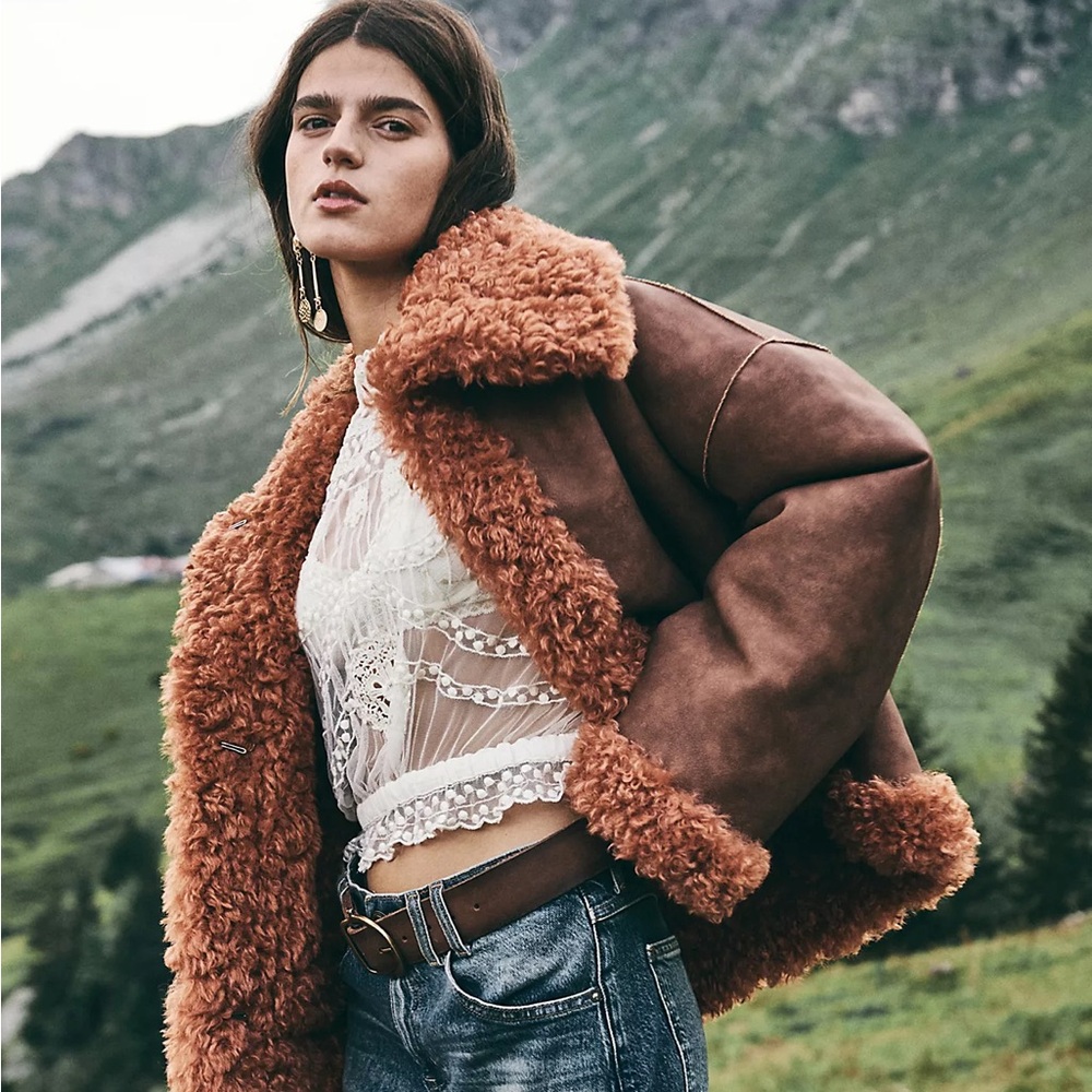 NWT FREE People Kiki Sherpa Jacket Medium
